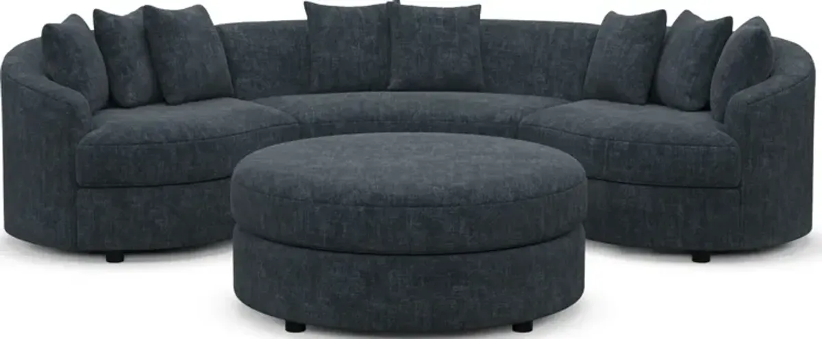 Allegra Foam Comfort 3-Piece Sectional and Ottoman - Argo Navy