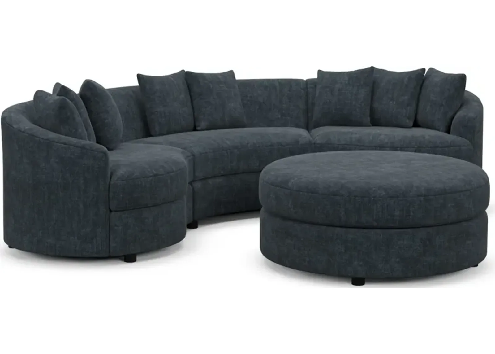 Allegra Foam Comfort 3-Piece Sectional and Ottoman - Argo Navy