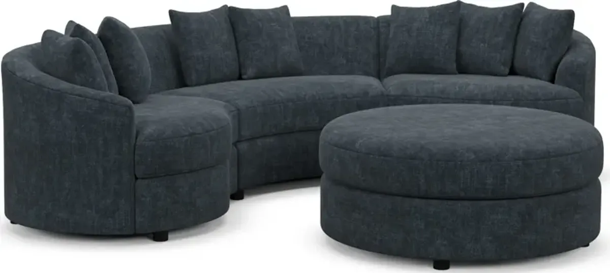 Allegra Foam Comfort 3-Piece Sectional and Ottoman - Argo Navy