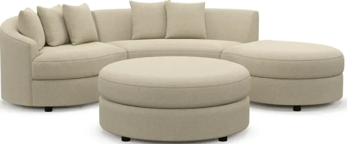 Allegra Foam Comfort 3-Piece Sectional with Right-Facing Chaise and Ottoman - Broderick Sand