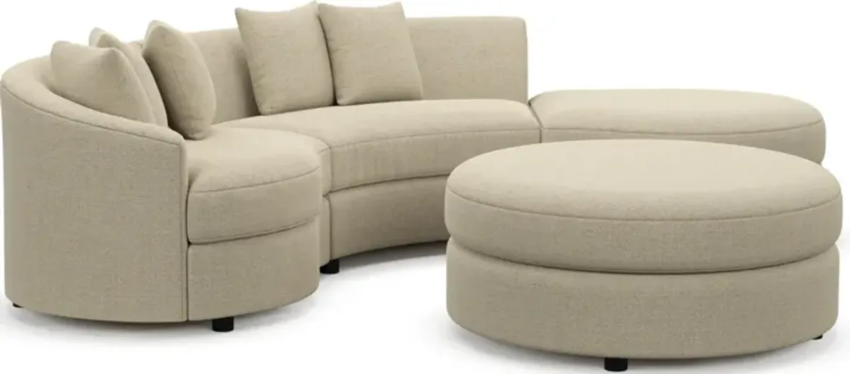 Allegra Foam Comfort 3-Piece Sectional with Right-Facing Chaise and Ottoman - Broderick Sand