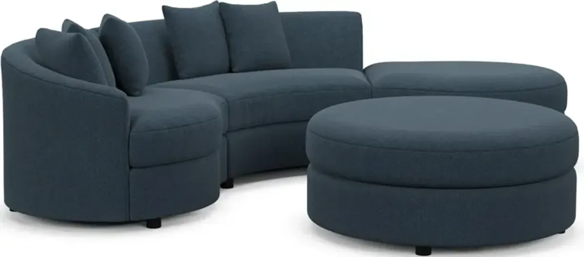 Allegra Foam Comfort 3-Piece Sectional with Right-Facing Chaise and Ottoman - Broderick Indigo