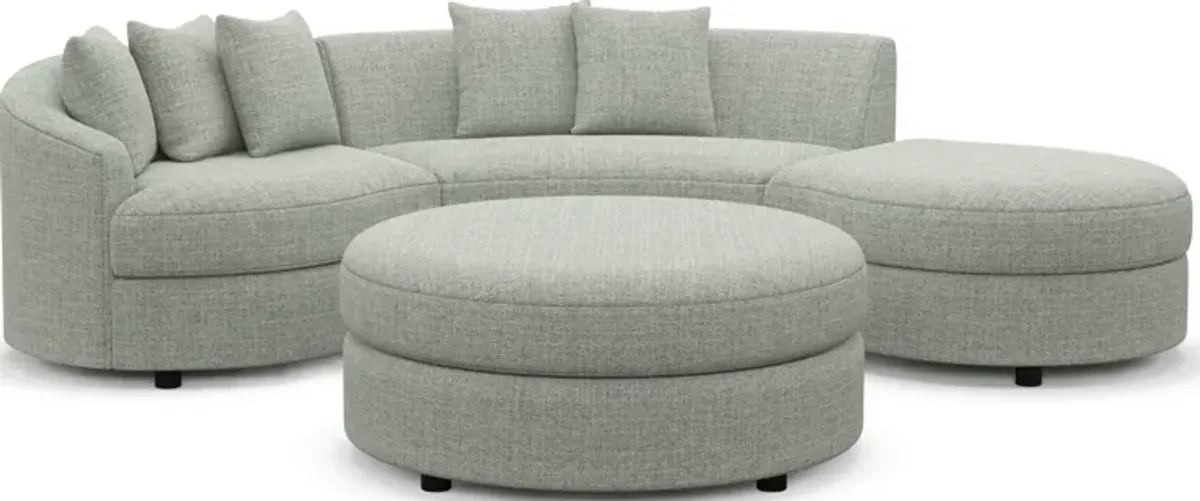 Allegra Foam Comfort 3-Piece Sectional with Right-Facing Chaise and Ottoman - Broderick Sea Glass