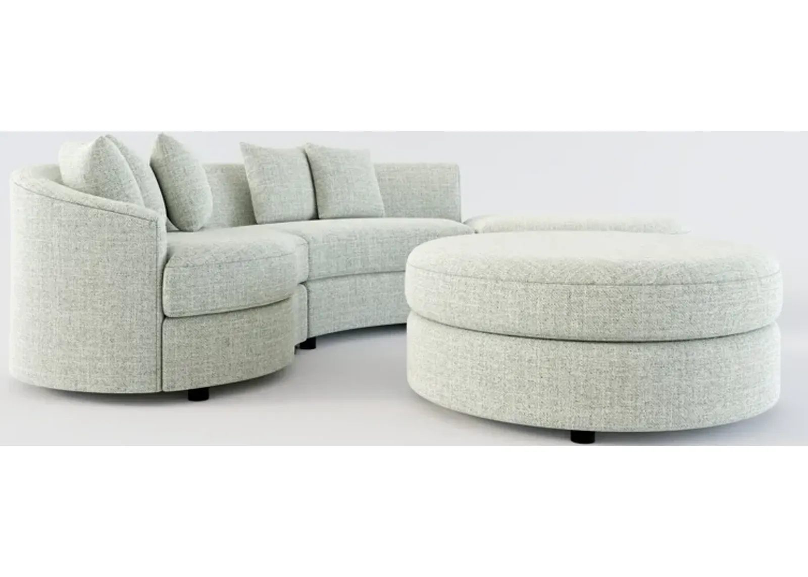 Allegra Foam Comfort 3-Piece Sectional with Right-Facing Chaise and Ottoman - Broderick Sea Glass