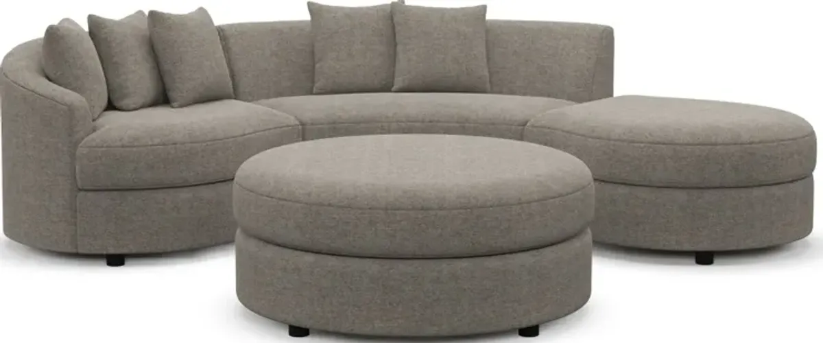 Allegra Foam Comfort 3-Piece Sectional with Right-Facing Chaise and Ottoman - Bridger Metal