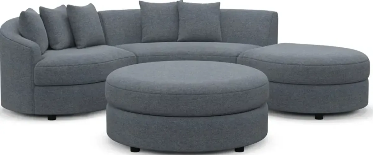 Allegra Foam Comfort 3-Piece Sectional with Right-Facing Chaise and Ottoman - Bridger Navy