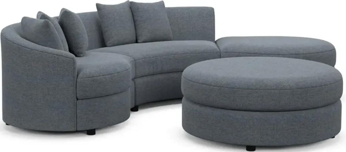 Allegra Foam Comfort 3-Piece Sectional with Right-Facing Chaise and Ottoman - Bridger Navy