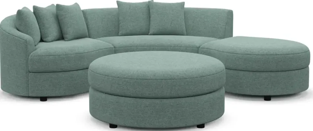 Allegra Foam Comfort 3-Piece Sectional with Right-Facing Chaise and Ottoman - Bridger Jade