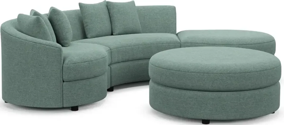 Allegra Foam Comfort 3-Piece Sectional with Right-Facing Chaise and Ottoman - Bridger Jade