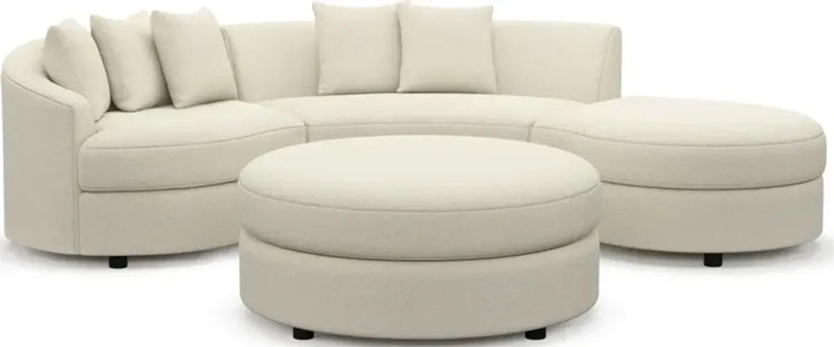 Allegra Foam Comfort 3-Piece Sectional with Right-Facing Chaise and Ottoman - Fincher Ivory