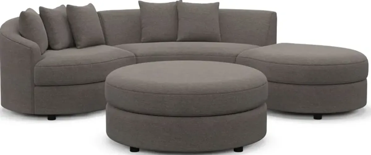 Allegra Foam Comfort 3-Piece Sectional with Right-Facing Chaise and Ottoman - Presidio Steel