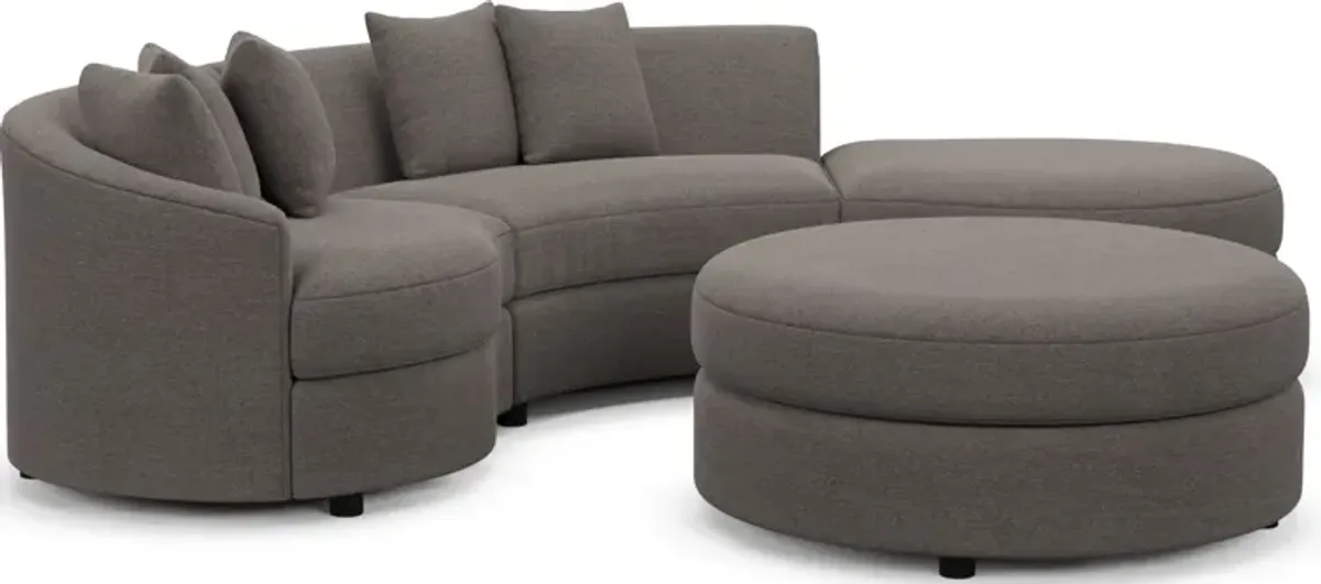 Allegra Foam Comfort 3-Piece Sectional with Right-Facing Chaise and Ottoman - Presidio Steel