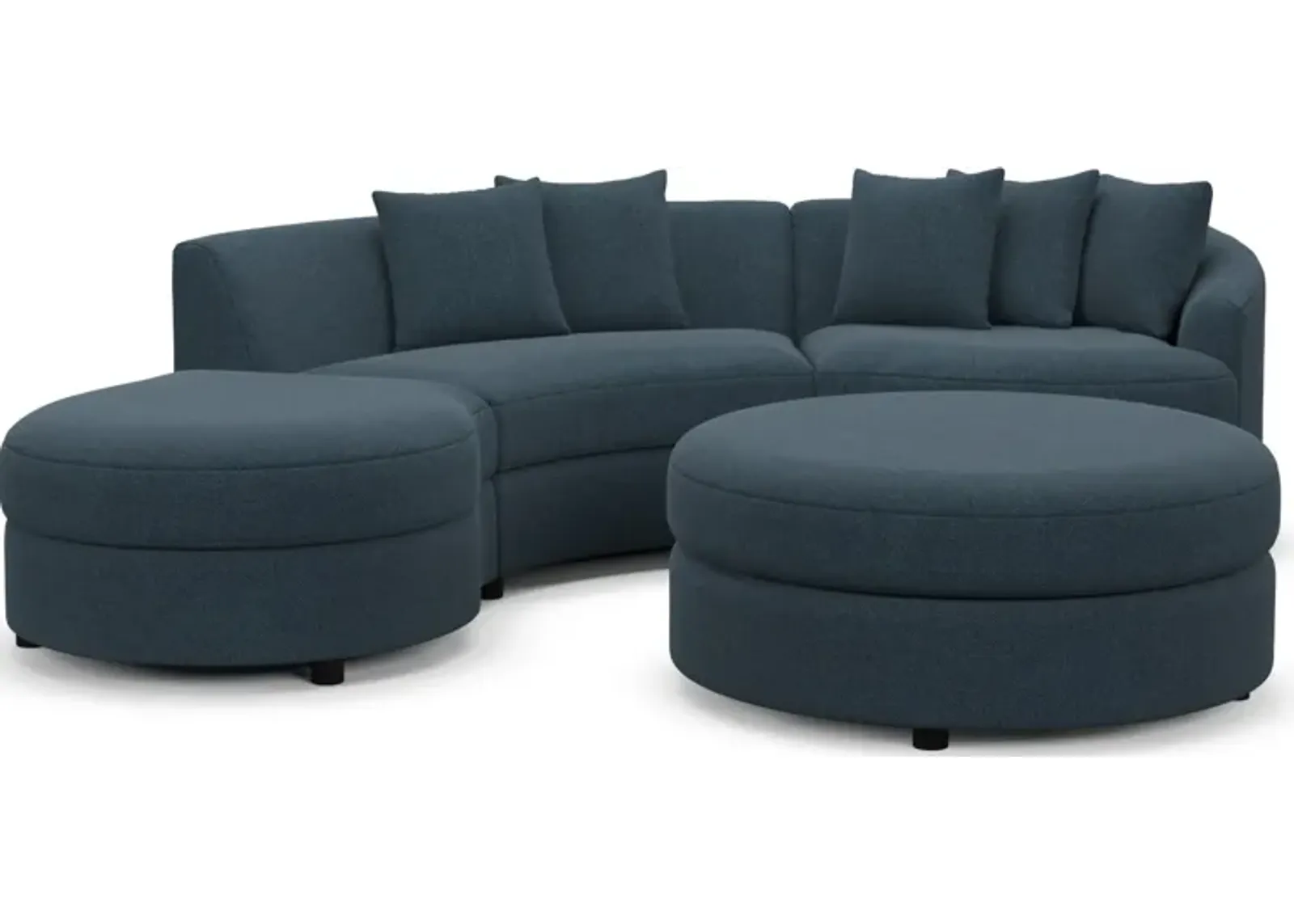 Allegra Foam Comfort 3-Piece Sectional with Left-Facing Chaise and Ottoman - Broderick Indigo