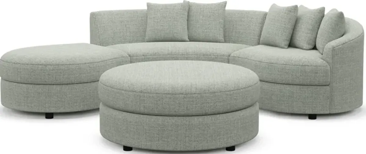 Allegra Foam Comfort 3-Piece Sectional with Left-Facing Chaise and Ottoman - Broderick Sea Glass