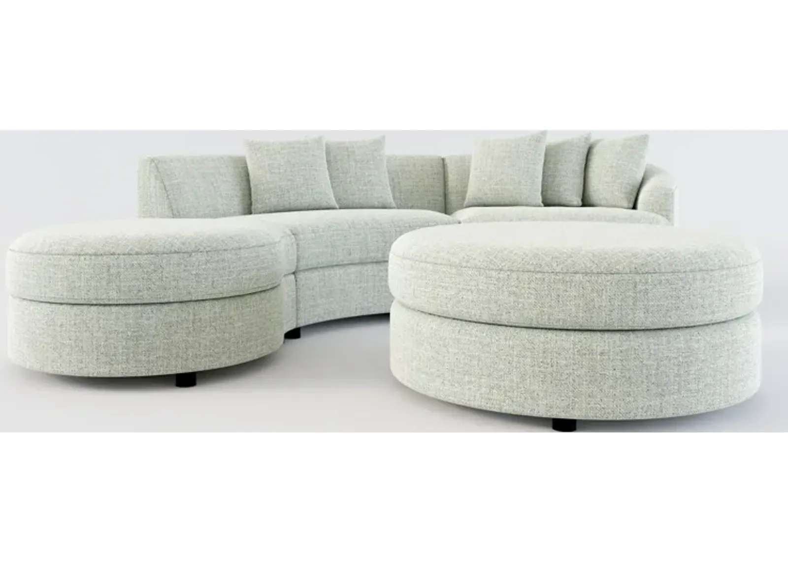 Allegra Foam Comfort 3-Piece Sectional with Left-Facing Chaise and Ottoman - Broderick Sea Glass