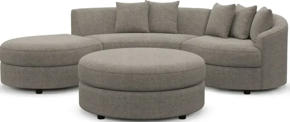 Allegra Foam Comfort 3-Piece Sectional with Left-Facing Chaise and Ottoman - Bridger Metal