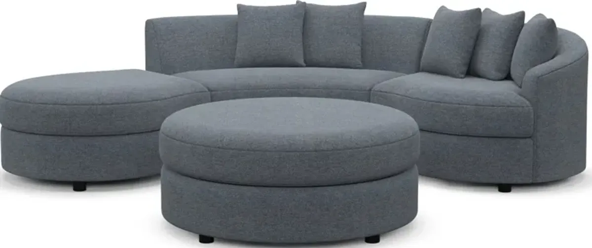 Allegra Foam Comfort 3-Piece Sectional with Left-Facing Chaise and Ottoman - Bridger Navy