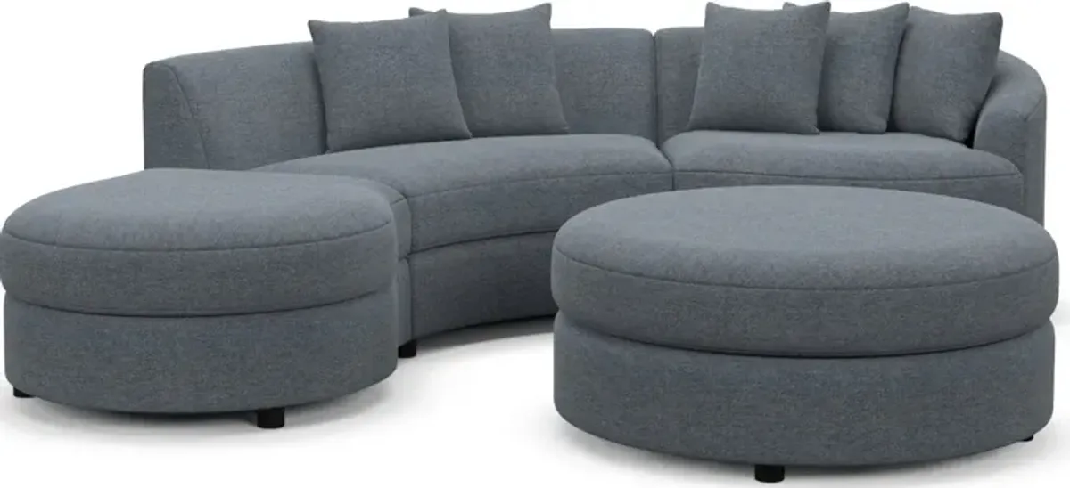 Allegra Foam Comfort 3-Piece Sectional with Left-Facing Chaise and Ottoman - Bridger Navy