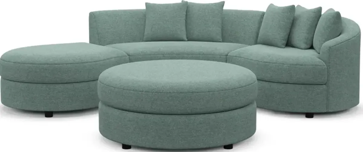 Allegra Foam Comfort 3-Piece Sectional with Left-Facing Chaise and Ottoman - Bridger Jade