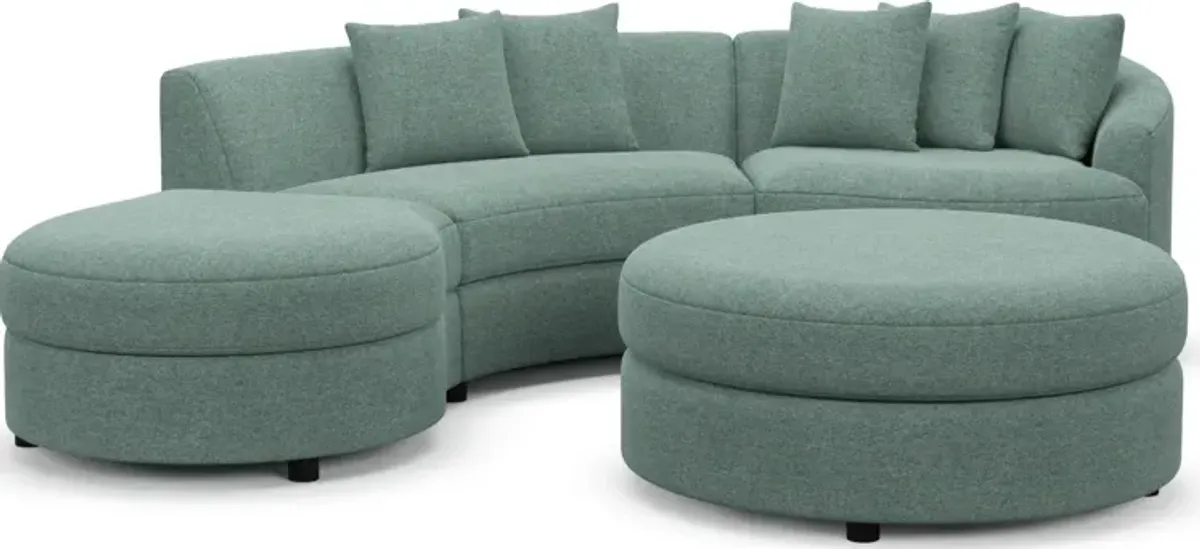 Allegra Foam Comfort 3-Piece Sectional with Left-Facing Chaise and Ottoman - Bridger Jade