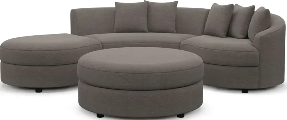 Allegra Foam Comfort 3-Piece Sectional with Left-Facing Chaise and Ottoman - Presidio Steel