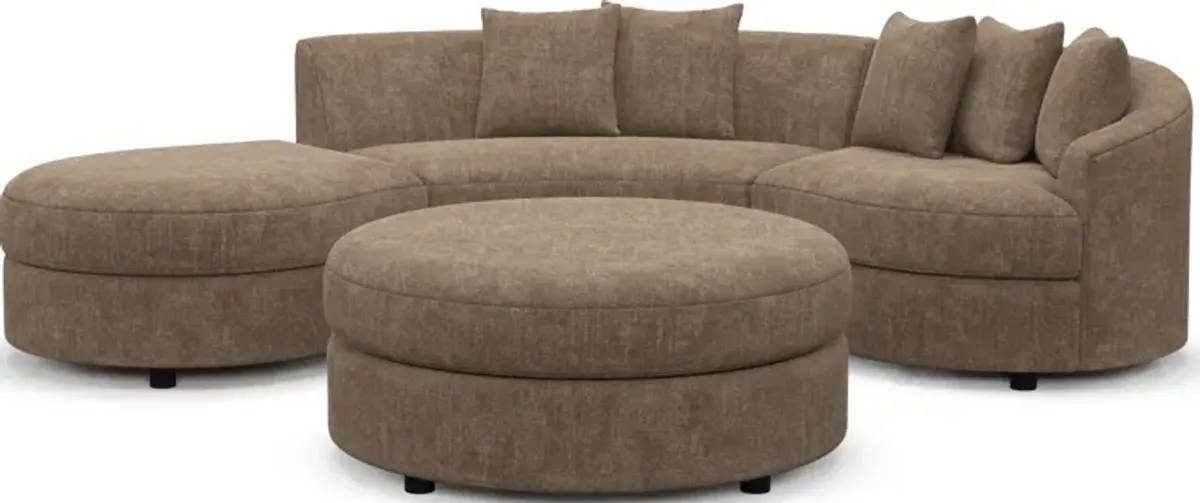 Allegra Foam Comfort 3-Piece Sectional with Left-Facing Chaise and Ottoman - Argo Java