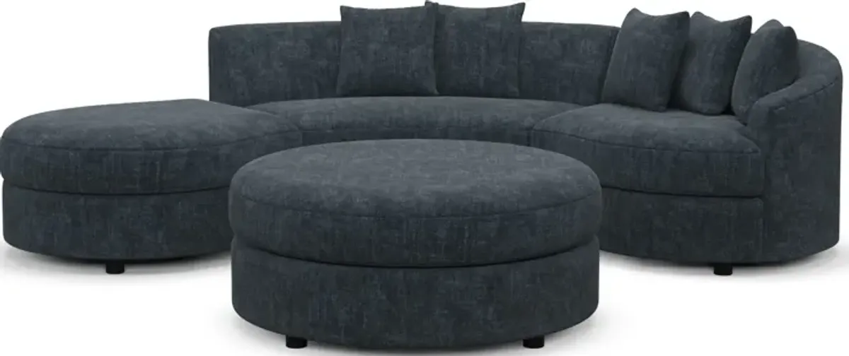 Allegra Foam Comfort 3-Piece Sectional with Left-Facing Chaise and Ottoman - Argo Navy