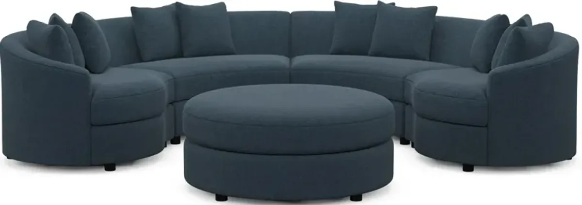 Allegra Foam Comfort 4-Piece Sectional and Ottoman - Broderick Indigo