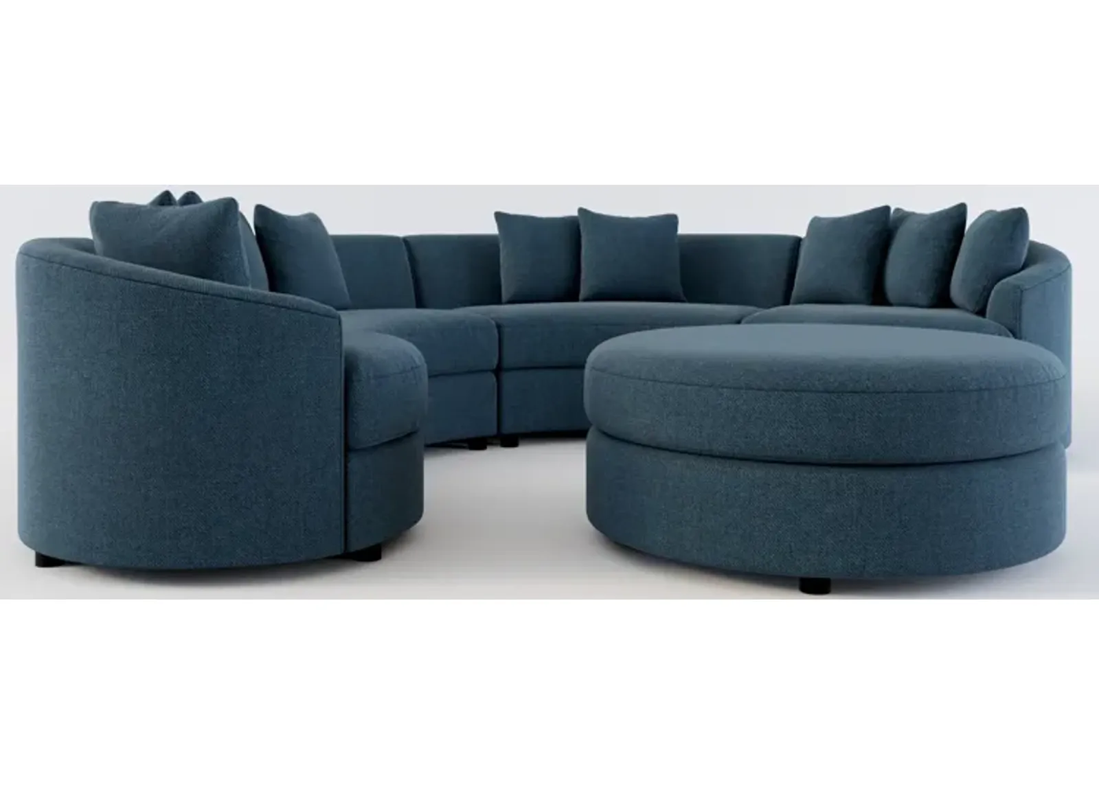 Allegra Foam Comfort 4-Piece Sectional and Ottoman - Broderick Indigo