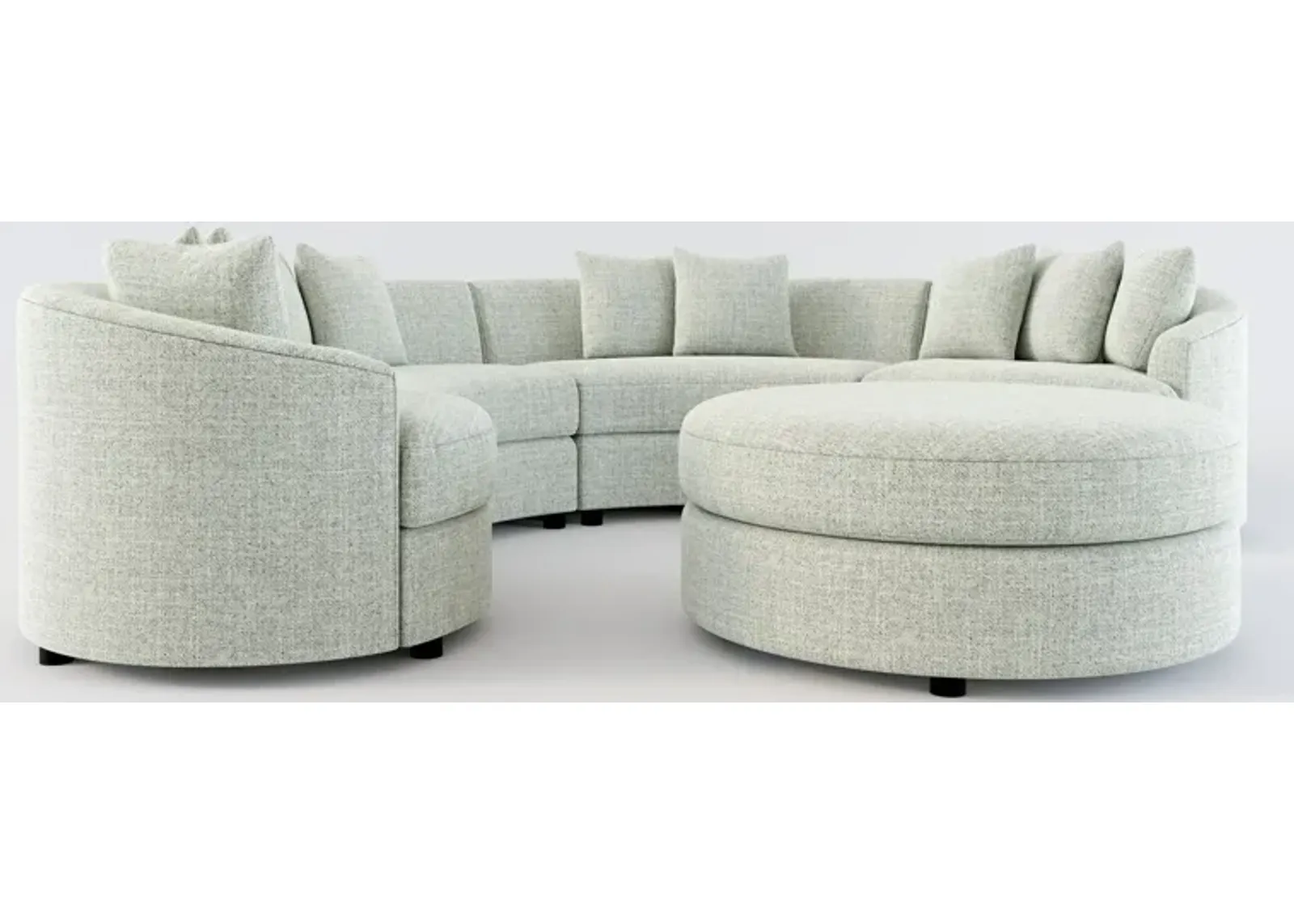 Allegra Foam Comfort 4-Piece Sectional and Ottoman - Broderick Sea Glass