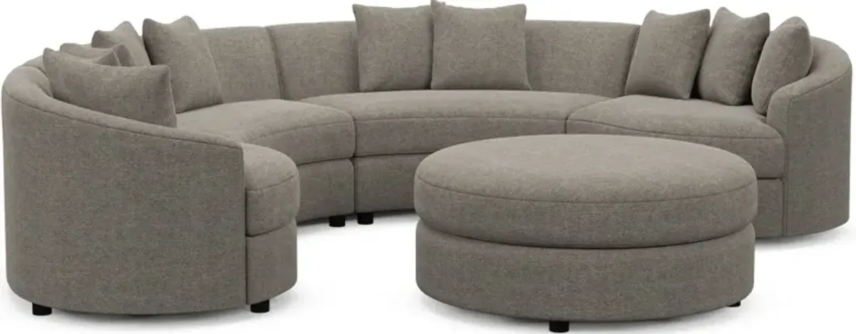 Allegra Foam Comfort 4-Piece Sectional and Ottoman - Bridger Metal