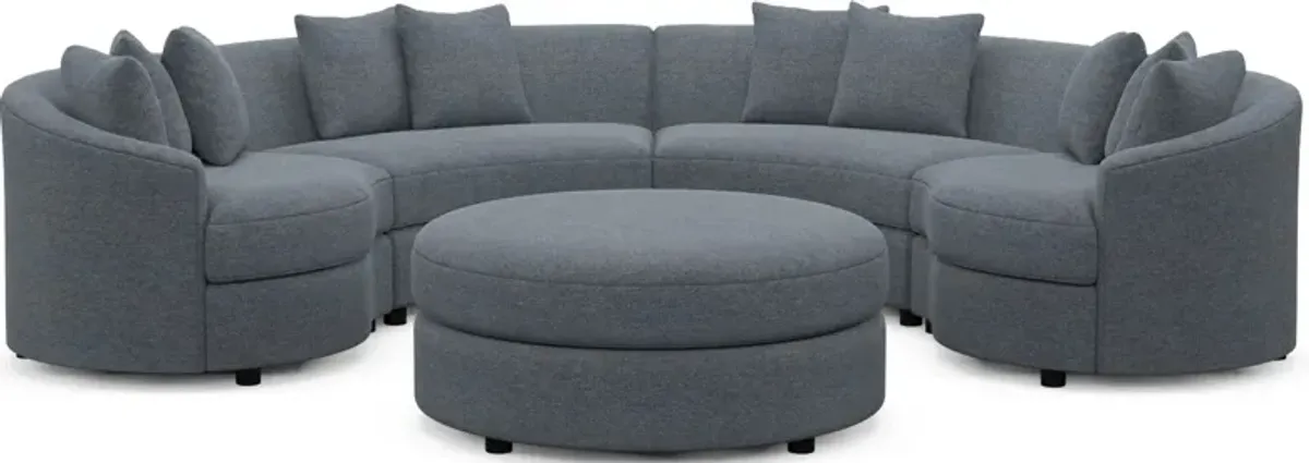 Allegra Foam Comfort 4-Piece Sectional and Ottoman - Bridger Navy