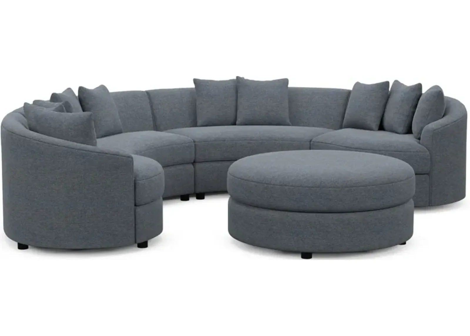 Allegra Foam Comfort 4-Piece Sectional and Ottoman - Bridger Navy