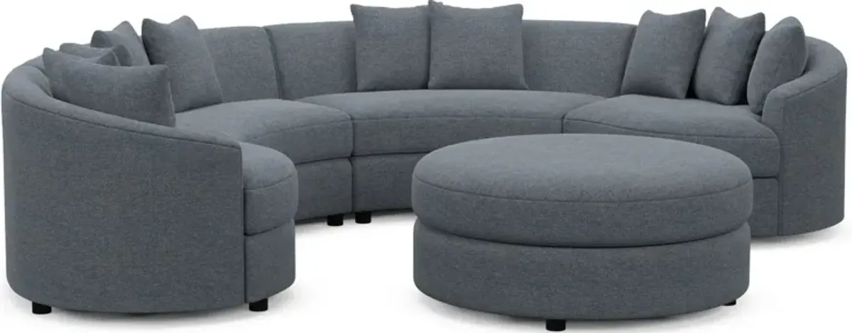 Allegra Foam Comfort 4-Piece Sectional and Ottoman - Bridger Navy