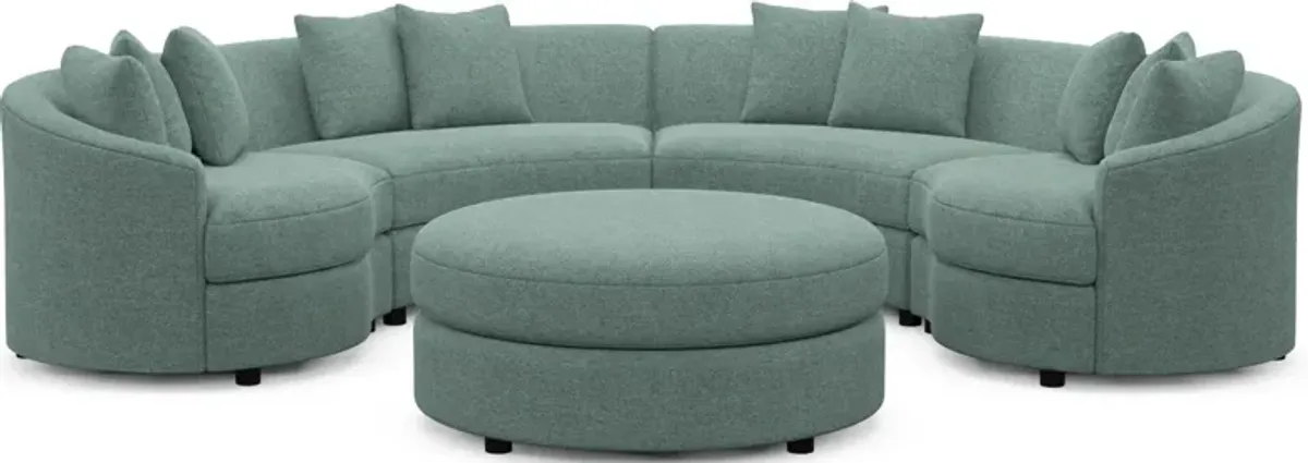 Allegra Foam Comfort 4-Piece Sectional and Ottoman - Bridger Jade