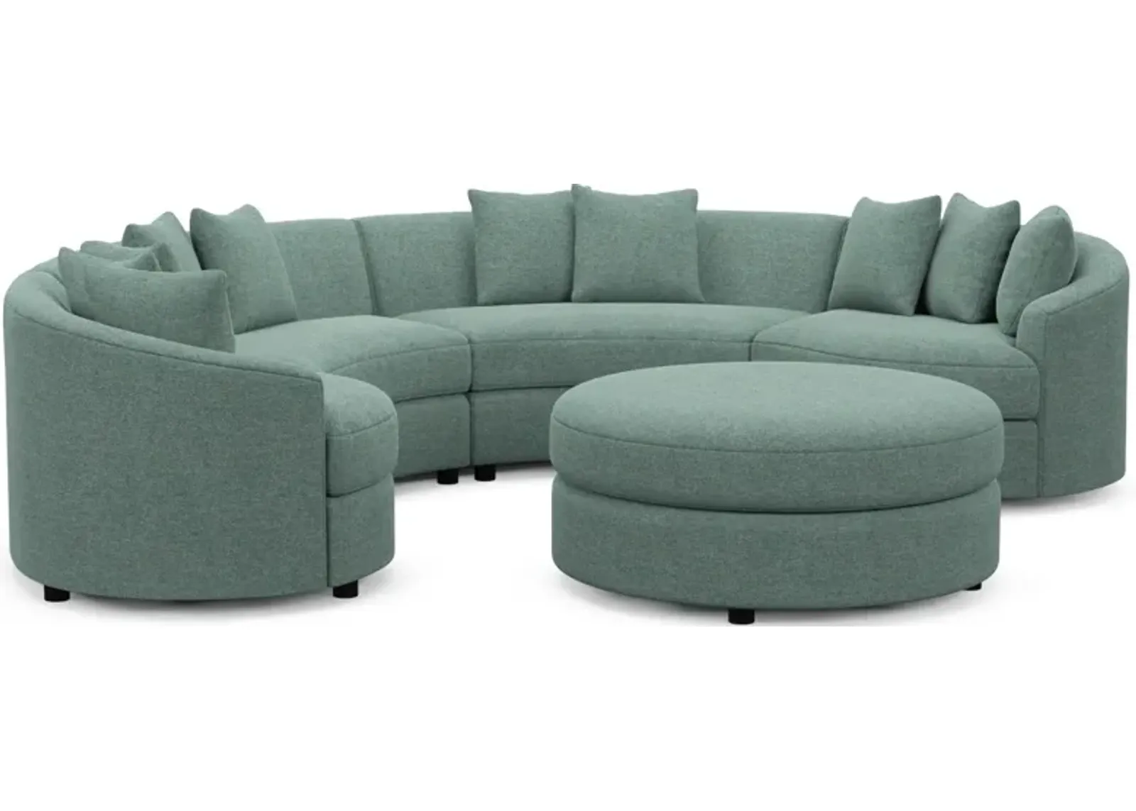 Allegra Foam Comfort 4-Piece Sectional and Ottoman - Bridger Jade