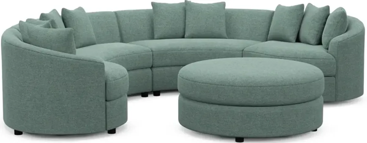 Allegra Foam Comfort 4-Piece Sectional and Ottoman - Bridger Jade