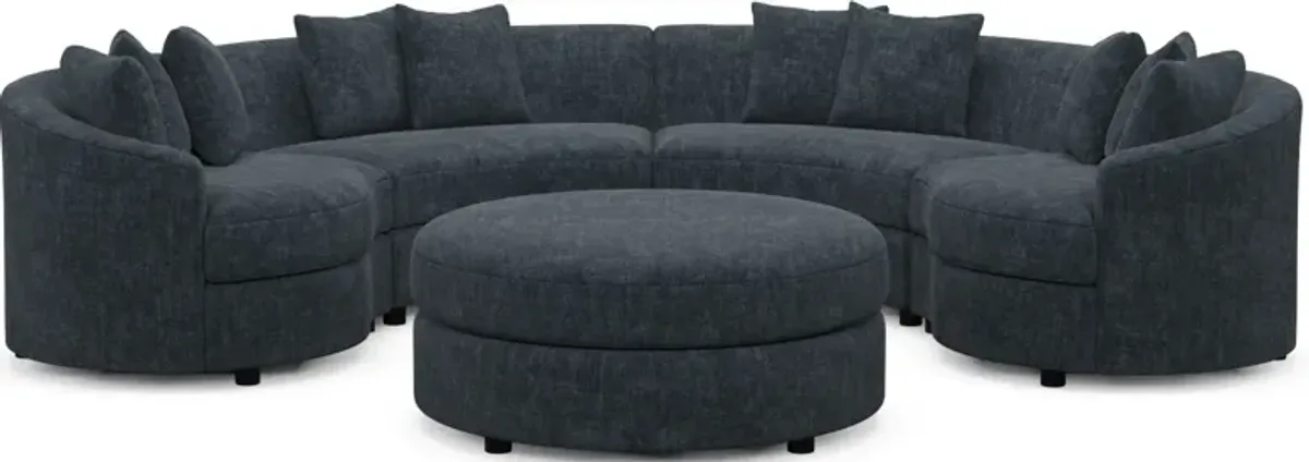 Allegra Foam Comfort 4-Piece Sectional and Ottoman - Argo Navy