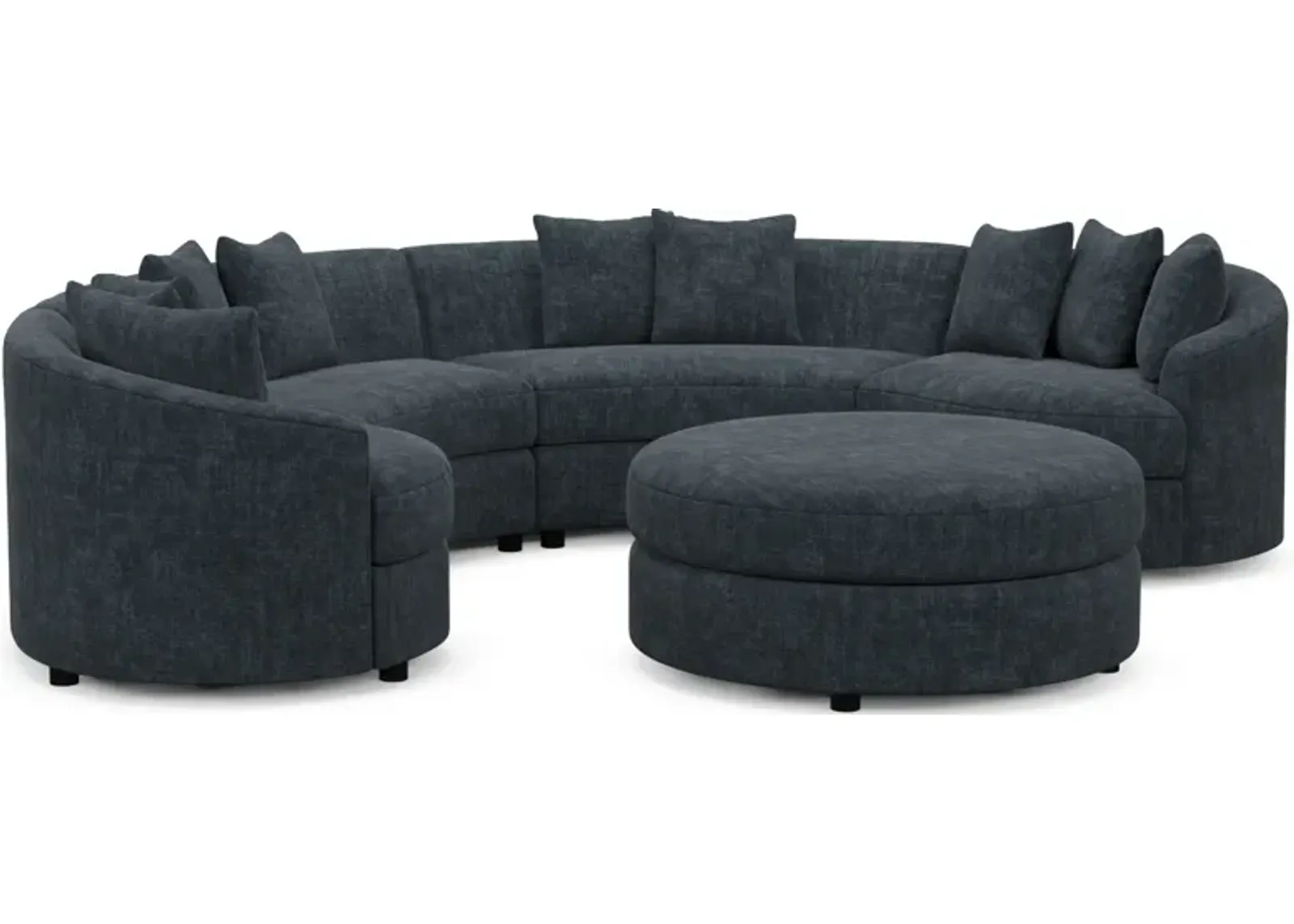 Allegra Foam Comfort 4-Piece Sectional and Ottoman - Argo Navy