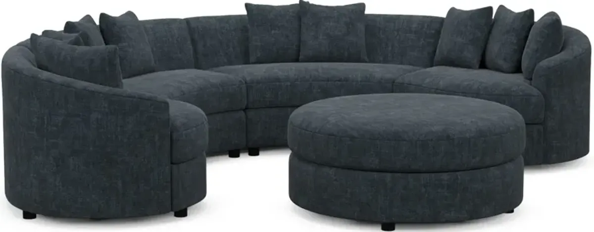 Allegra Foam Comfort 4-Piece Sectional and Ottoman - Argo Navy