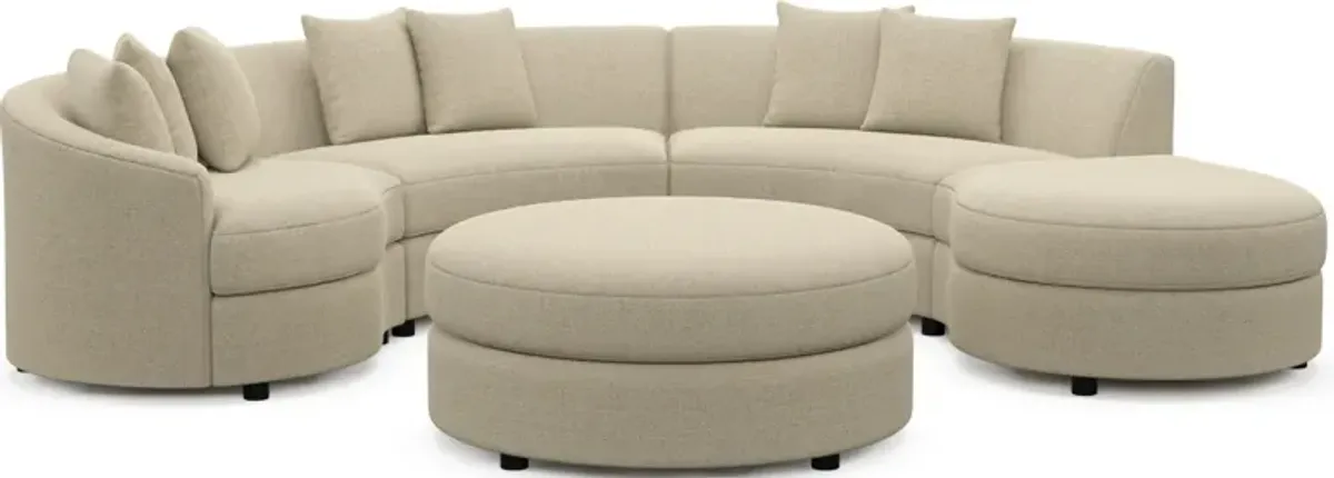 Allegra Foam Comfort 4-Piece Sectional with Right-Facing Chaise and Ottoman - Broderick Sand