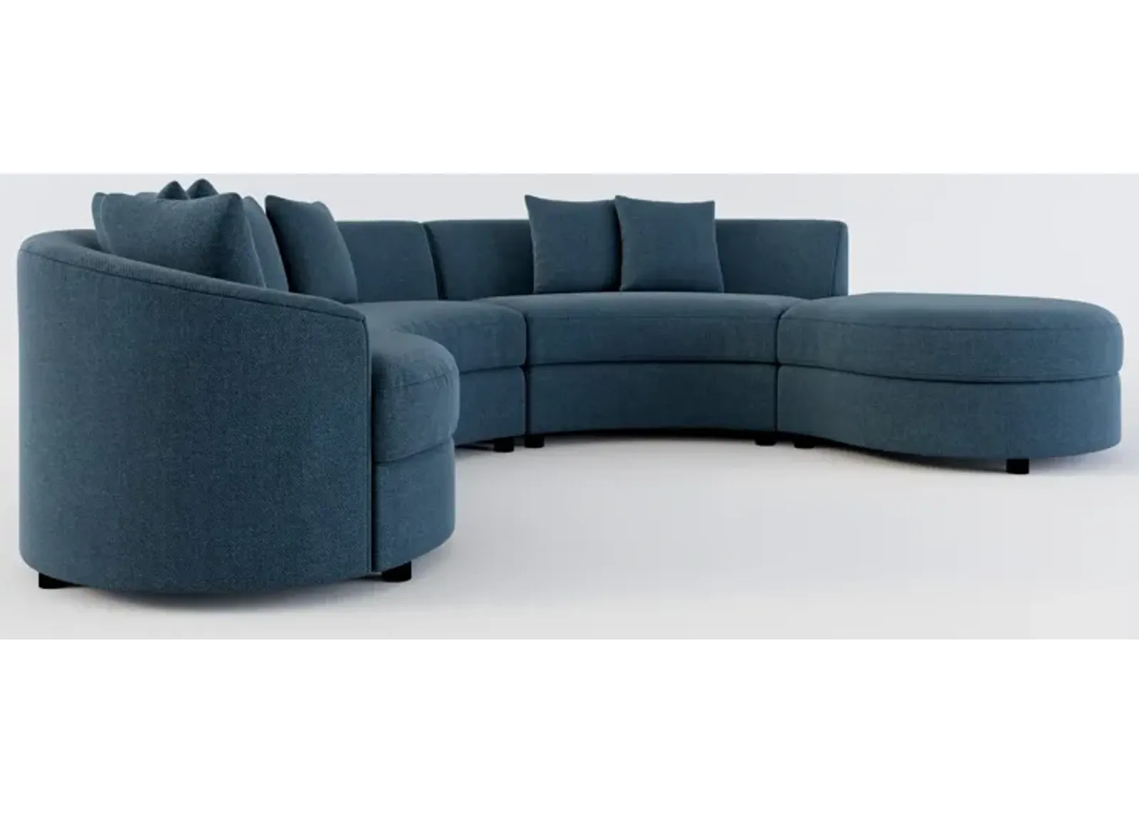 Allegra Foam Comfort 4-Piece Sectional with Right-Facing Chaise and Ottoman - Broderick Indigo