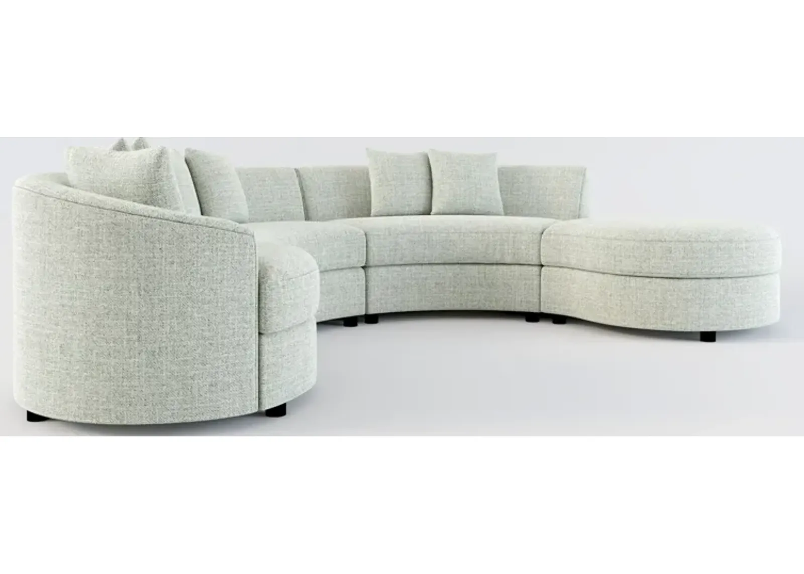 Allegra Foam Comfort 4-Piece Sectional with Right-Facing Chaise and Ottoman - Broderick Sea Glass