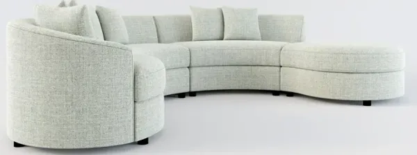 Allegra Foam Comfort 4-Piece Sectional with Right-Facing Chaise and Ottoman - Broderick Sea Glass