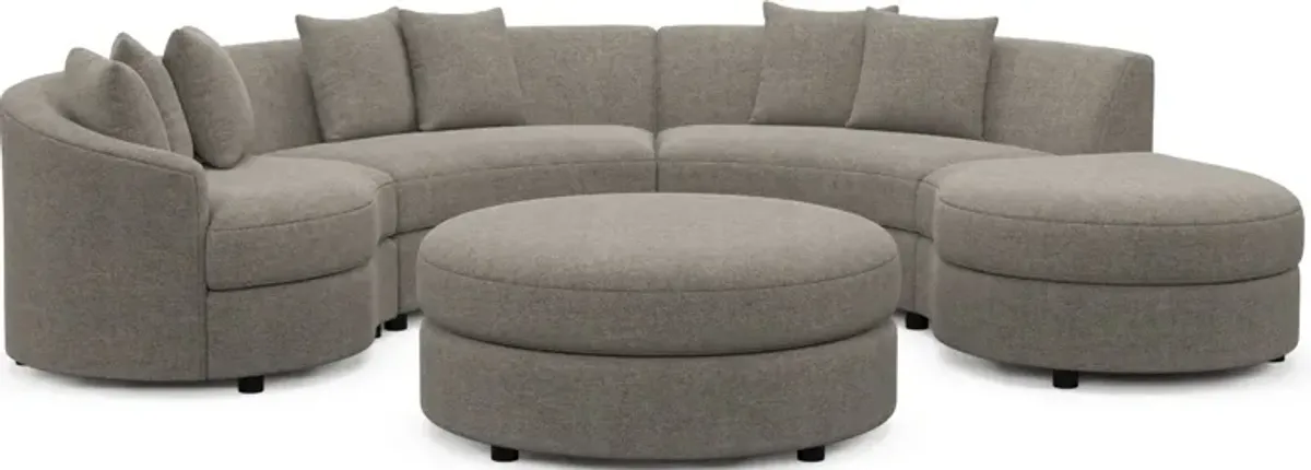 Allegra Foam Comfort 4-Piece Sectional with Right-Facing Chaise and Ottoman - Bridger Metal