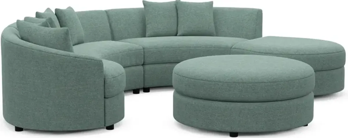 Allegra Foam Comfort 4-Piece Sectional with Right-Facing Chaise and Ottoman - Bridger Jade