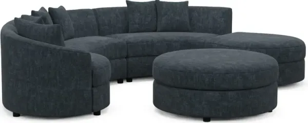 Allegra Foam Comfort 4-Piece Sectional with Right-Facing Chaise and Ottoman - Argo Navy