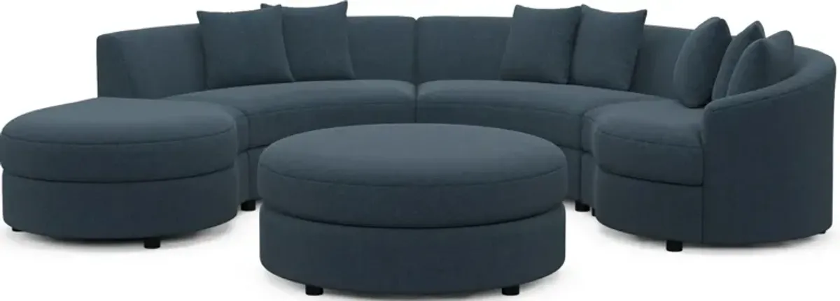 Allegra Foam Comfort 4-Piece Sectional with Left-Facing Chaise and Ottoman - Broderick Indigo