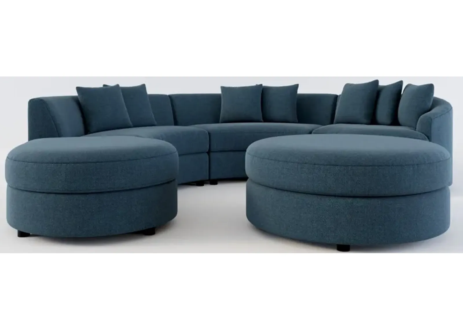 Allegra Foam Comfort 4-Piece Sectional with Left-Facing Chaise and Ottoman - Broderick Indigo