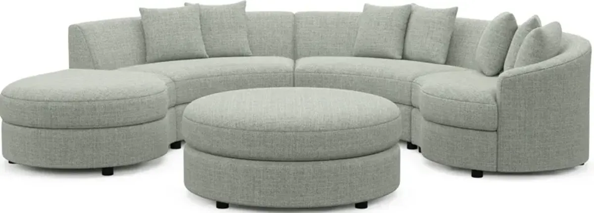 Allegra Foam Comfort 4-Piece Sectional with Left-Facing Chaise and Ottoman - Broderick Sea Glass